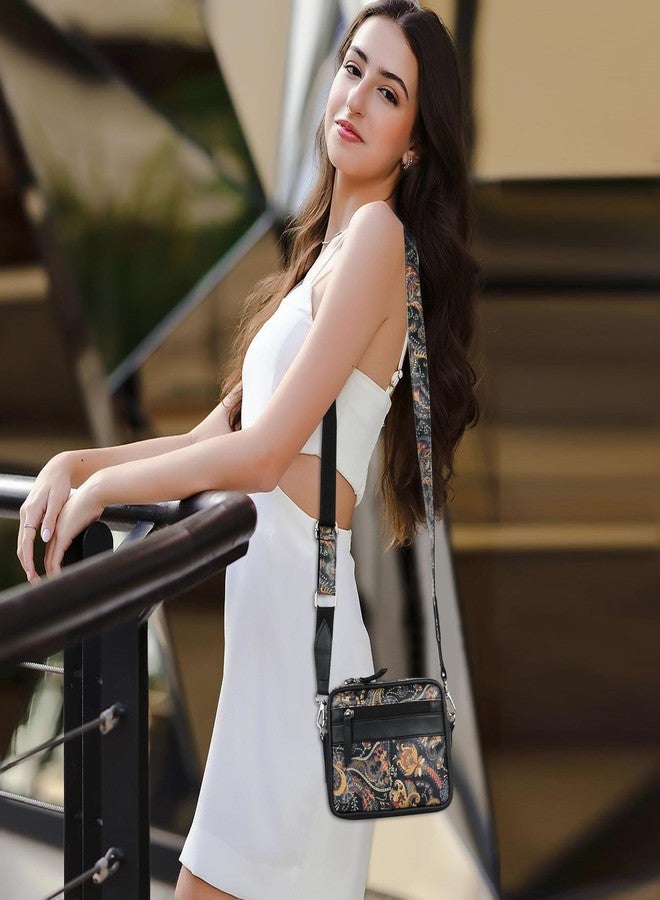 SAULT Vegan Leather Stylish Floral Printed Sling Bag | Premium PU Leather Crossbody Bag for Women | Multi-Pocket Travel & Casual Shoulder Bag - Image 3